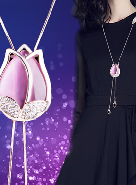 毛衣链日韩猫眼石项链挂件