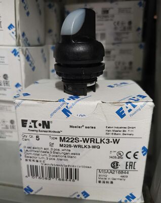 EATON MOELLER穆勒M22S-WRLK3-W三位带灯自锁定选择开关头正品现