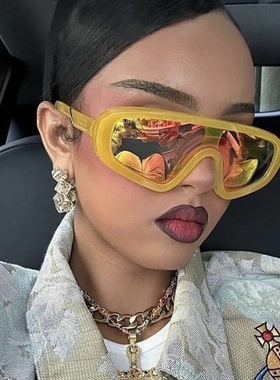 米钉欧美连体太阳镜2024新款时尚太阳眼镜个性开车驾驶墨镜凹造型