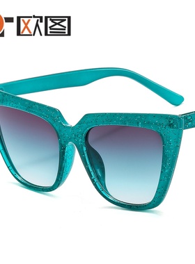 炫彩猫眼镜造型新款欧美女士太阳镜9087跨境热销时尚百搭墨镜