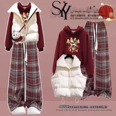 冬季 15岁加绒卫衣三件套13初中学生14洋气过年套装 大童女装