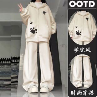 甜酷卡通风外套休闲裤 18岁初中学生13春秋韩版 两件套1 少女套装