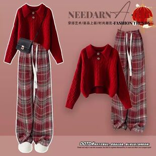 春季少女15高初中学生16学院风毛衣裤子套装17女孩18岁大童两件套