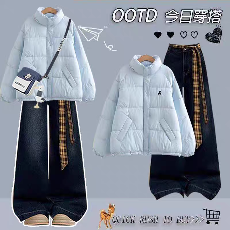 女童秋冬羽绒服套装2025新款12岁13中大童15学生洋气网红保暖棉服