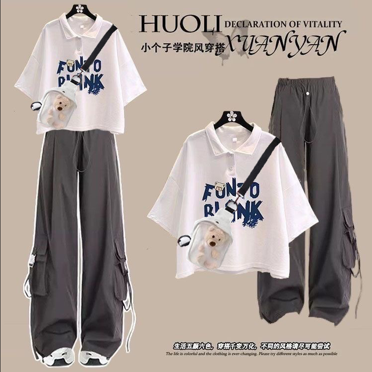 青少年中学生夏装女polo短袖套装2025网红初中生时尚女孩套装夏季