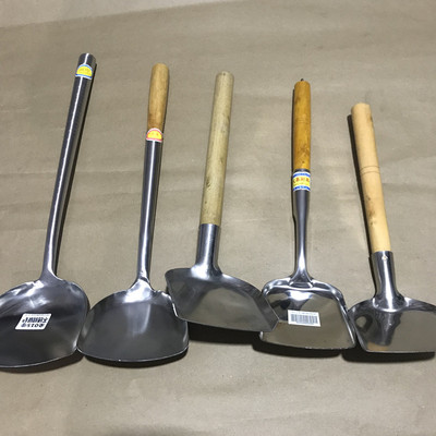 不锈钢一体实木厨房加长防烫锅铲