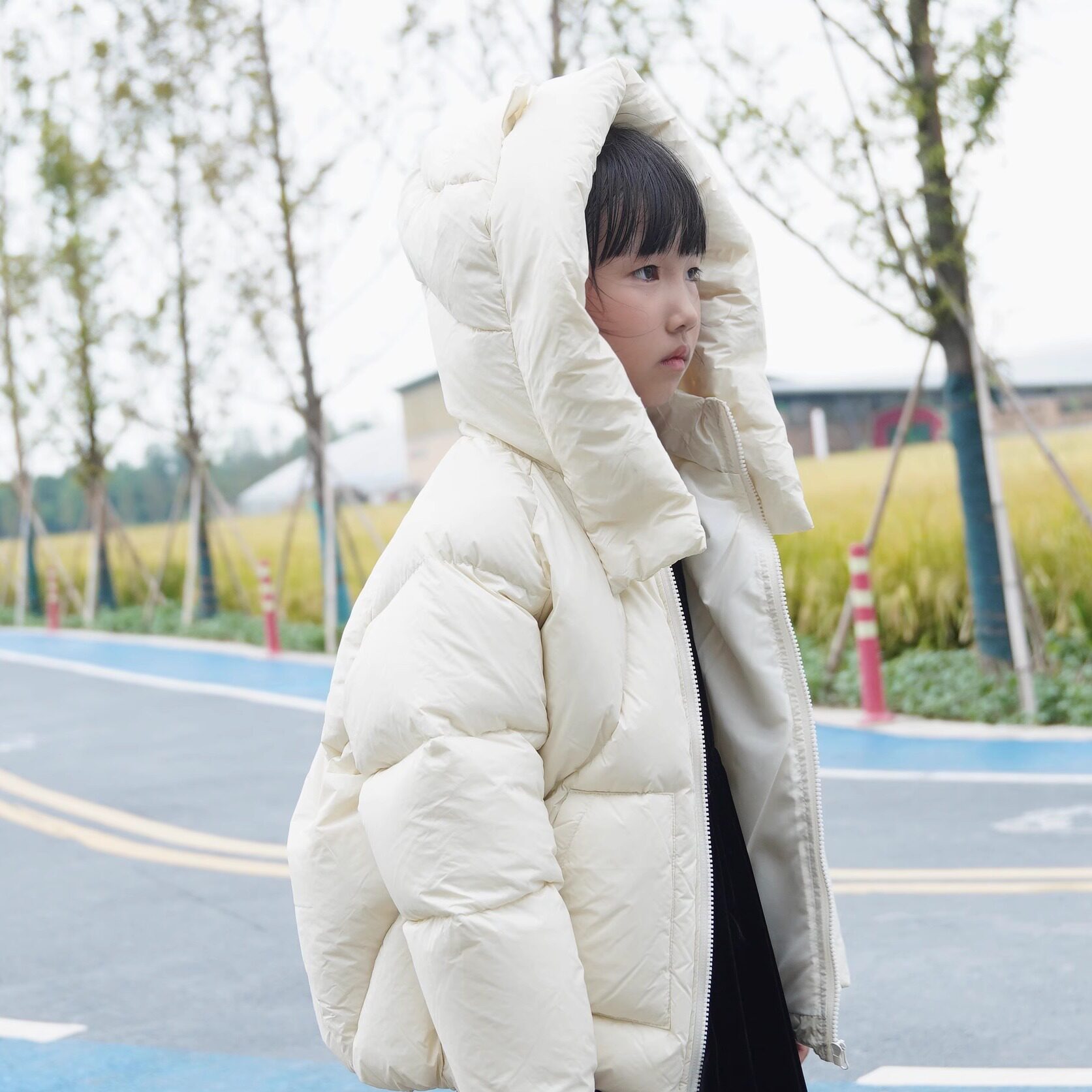 卓苗男女童90白鸭绒加厚羽绒服