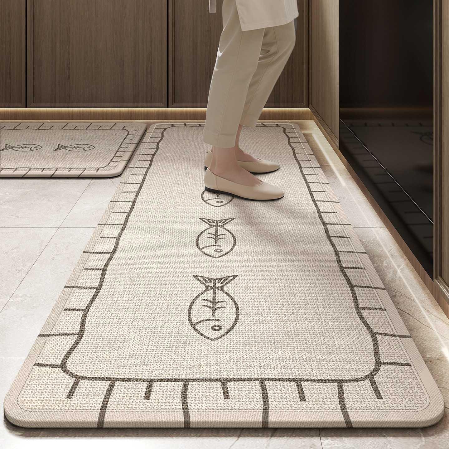 防滑防油防水2026新款专用加厚防摔地毯编织厨房地垫可擦免洗耐脏,居家布艺,厨房地垫,淘宝优惠券,粉丝福利购,淘宝优惠卷