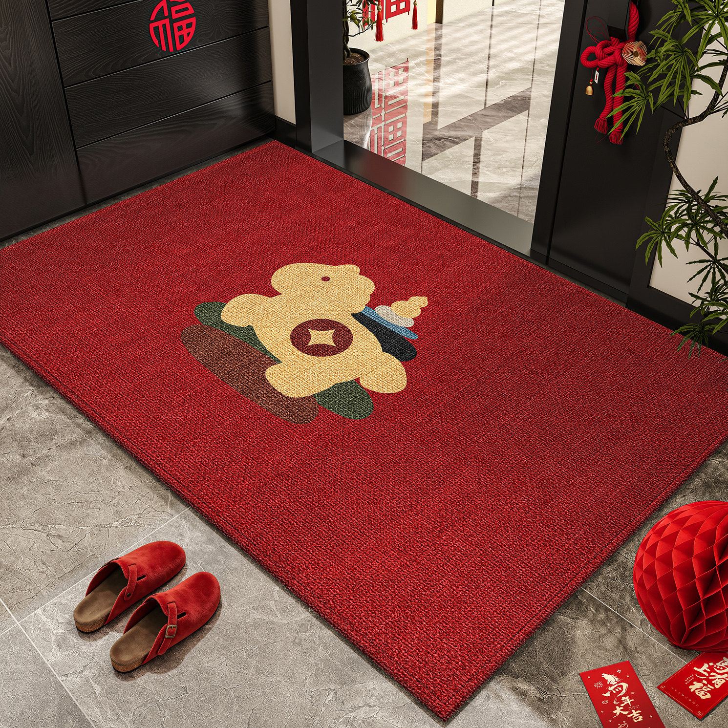 2026新年入户门地垫红色进门脚垫玄关家用乔迁地毯可裁剪新款高级,居家布艺,入户地垫,淘宝优惠券,粉丝福利购,淘宝优惠卷