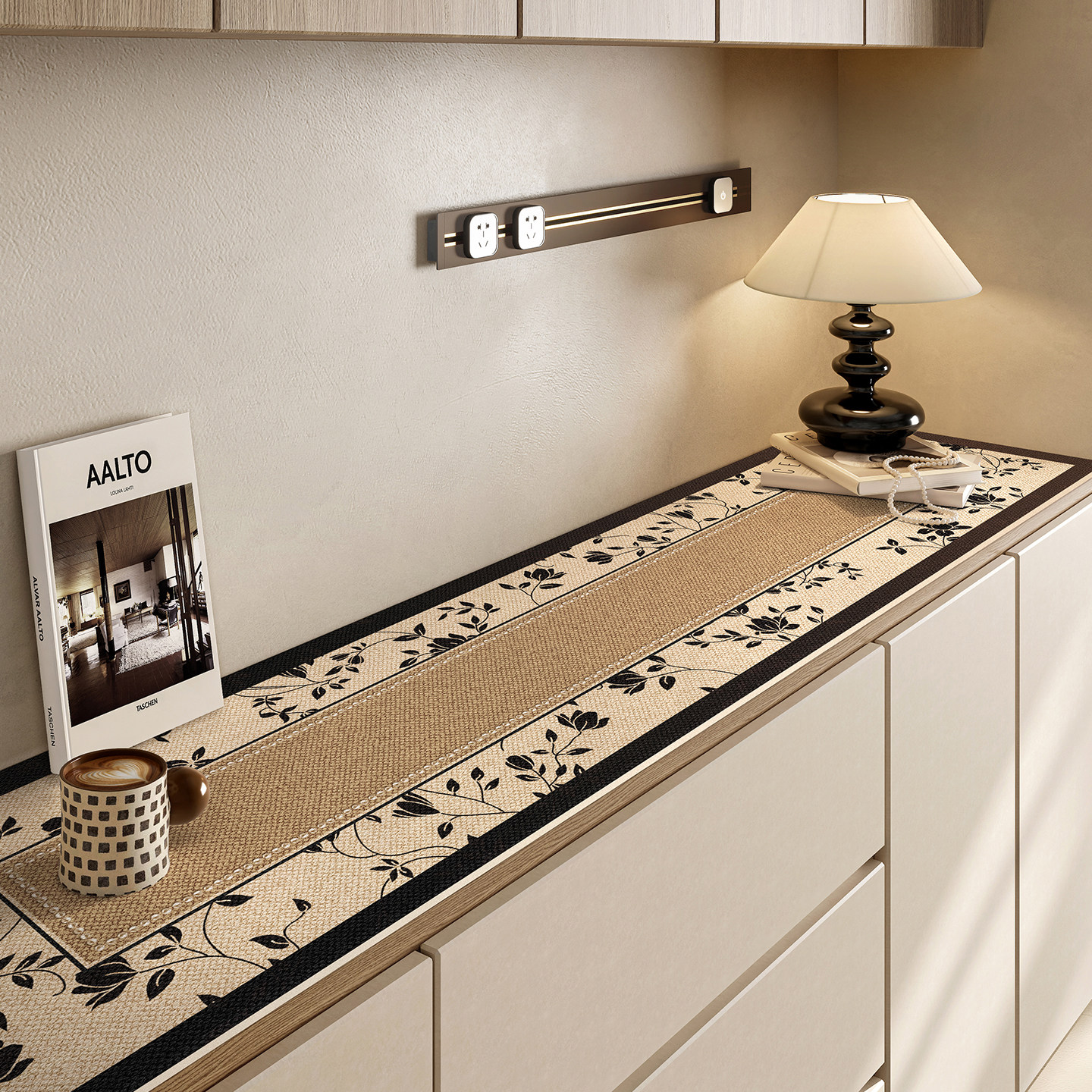 餐边柜垫高级感PVC免洗桌布耐高温餐桌垫防油防桌面保护垫水桌垫,居家布艺,桌布,淘宝优惠券,粉丝福利购,淘宝优惠卷