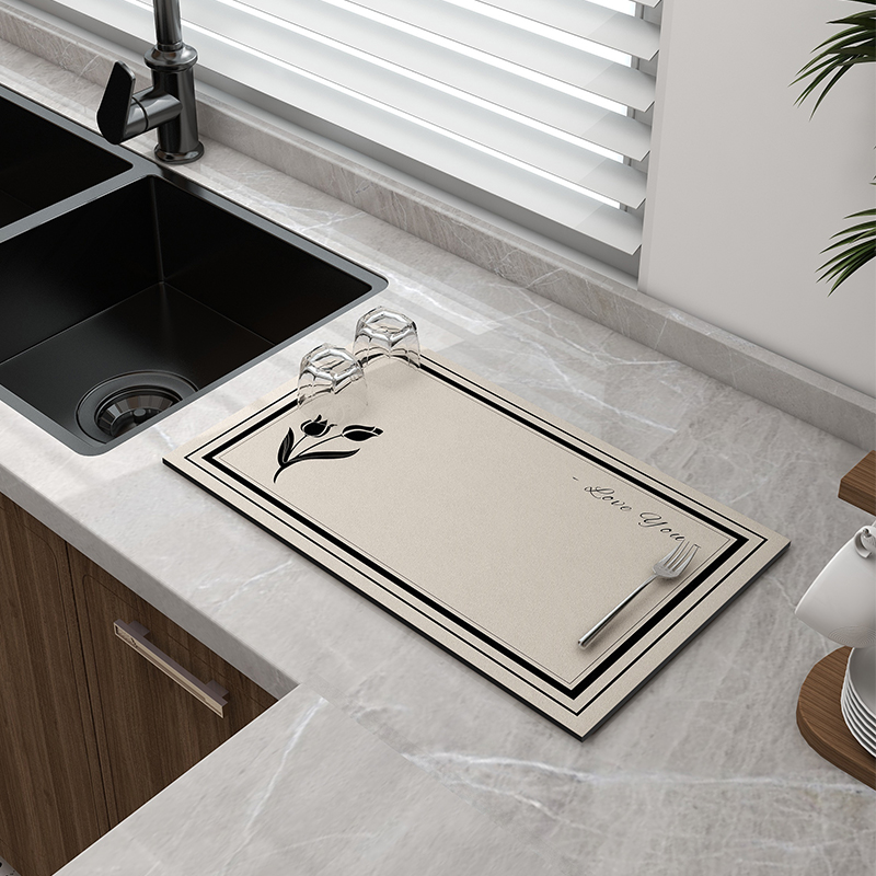 厨房软硅藻泥沥水垫水池台面吸水垫餐桌吧台碗盘可擦免洗隔热垫子