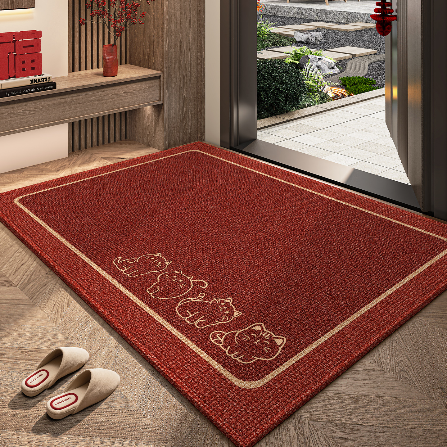 入户门地垫进门脚垫门口地毯红色高端门垫新房乔迁家用新款防滑垫