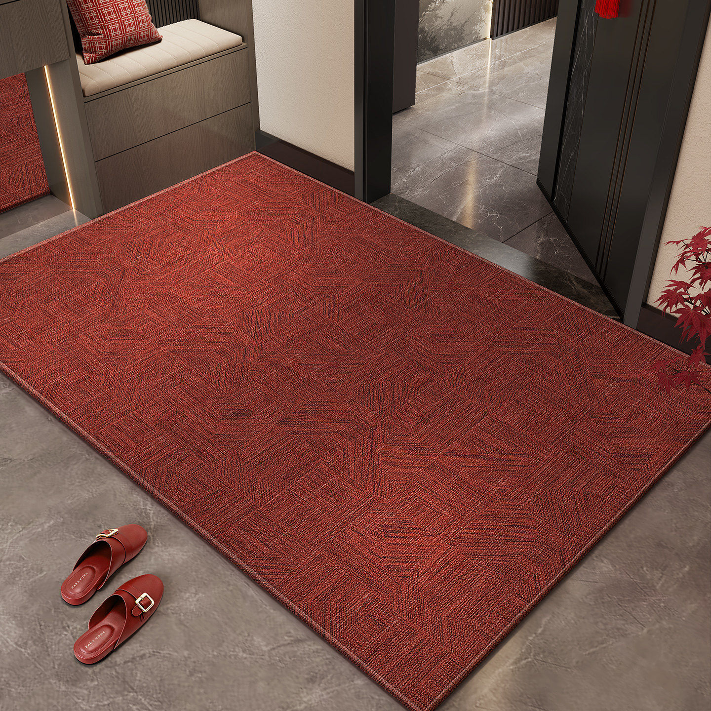 新款入户门地垫进门门口脚垫家用入户红色入门门垫乔迁门地垫地毯