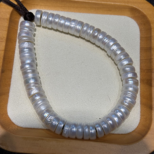 藏区老珍珠正好一条手链 直径9x3-4