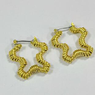 耳环麻花小众复古编织diy饰品配件黄铜铜胚耳坠手工欧美复古