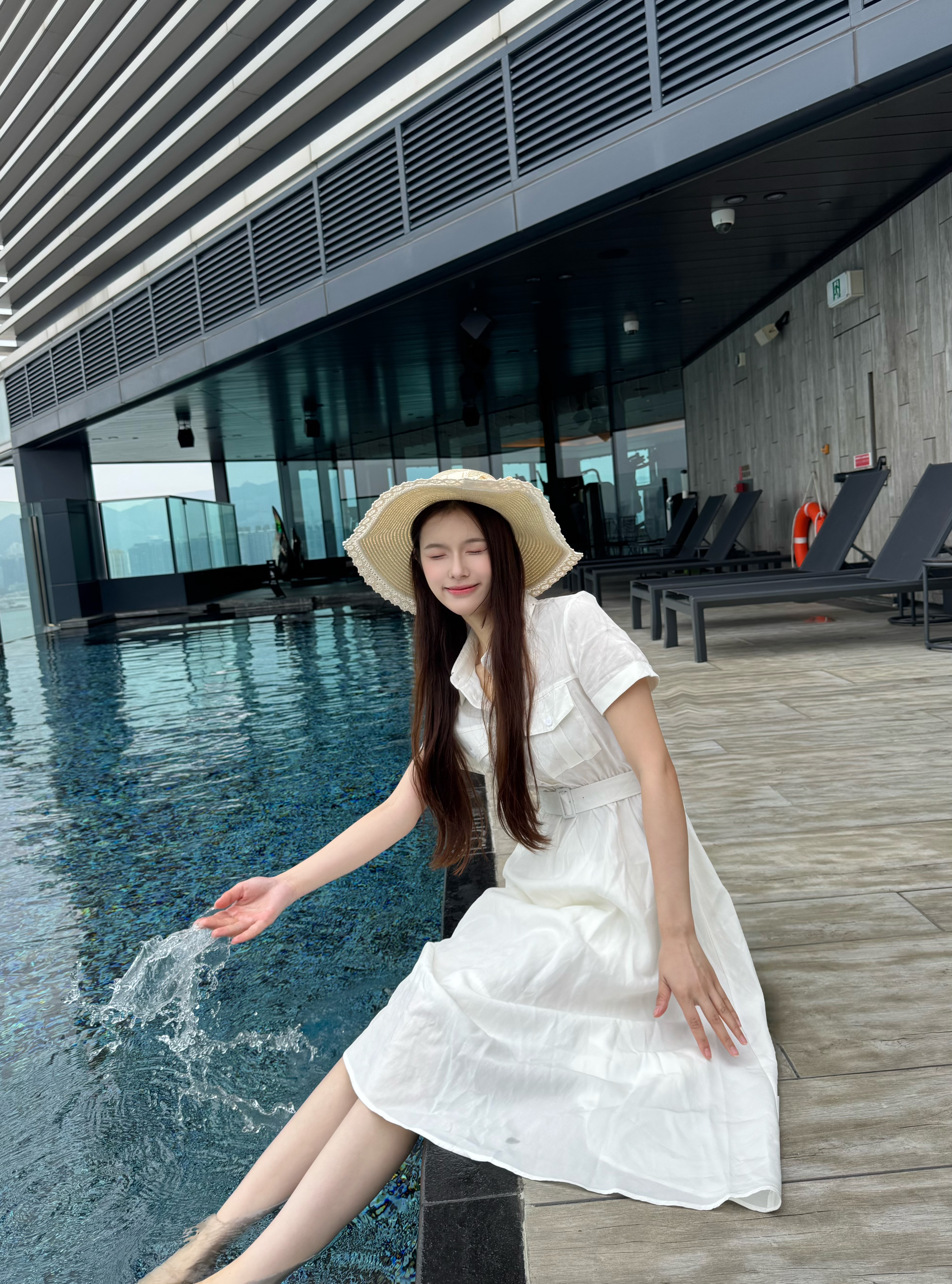 【黄北北定制】2026春夏新款法式气质翻领短袖衬衫连衣裙显瘦长裙