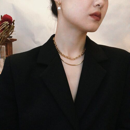博主钛钢锁骨链可调节长度头花
