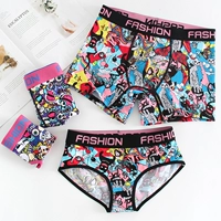 Мужское хлопковое мультяшное дышащее нижнее белье для влюбленных, большой размер, средняя посадка, европейский стиль