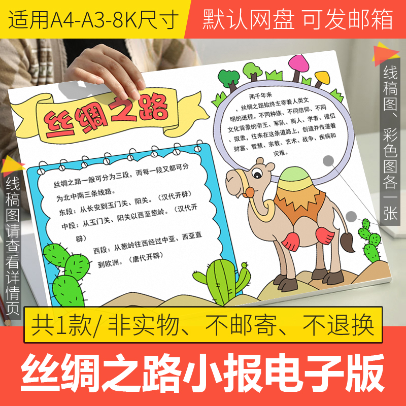 丝绸之路手抄报模板电子版小学生我爱阅读手抄报读书卡线稿a3a48k