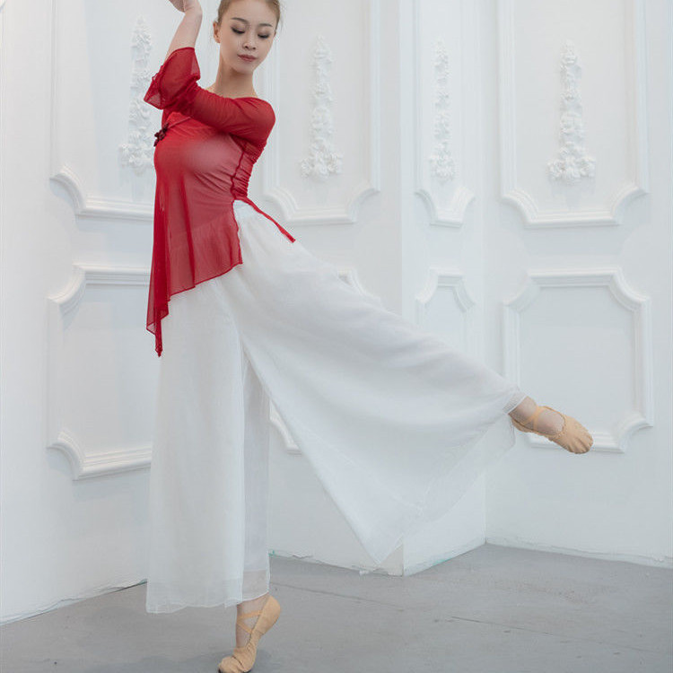 大摆雪纺阔腿裤夏季舞蹈练功服