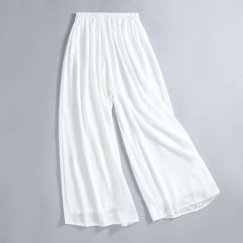 古典舞裤子雪纺中国风练功白色纱裙夏季汉服民族舞蹈演出服飘逸