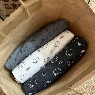 哈喽Kitty裤子早秋新款遛弯裤休闲裤窄版直筒糯米裤韩系宽松长裤