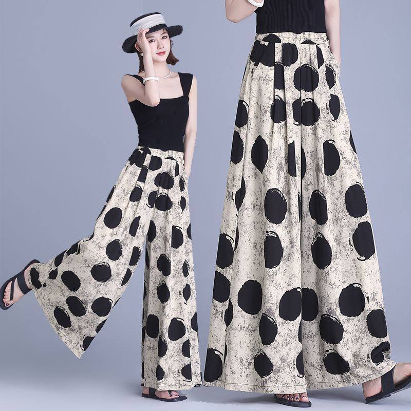 九分/长裤印花碎花裙裤女夏季新款薄款高腰民族风显瘦休闲阔腿裤