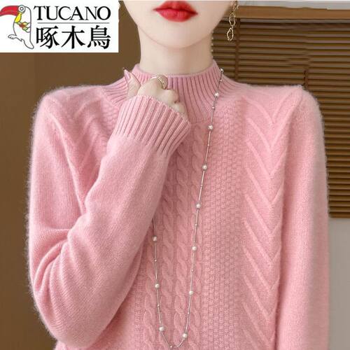 啄木鸟加厚女士羊毛衫半