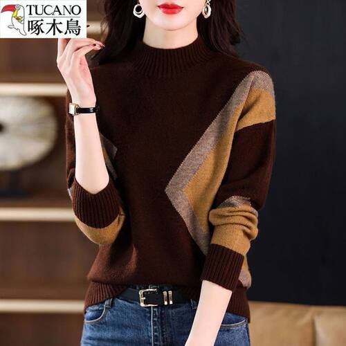 啄木鸟半高领时尚洋气女