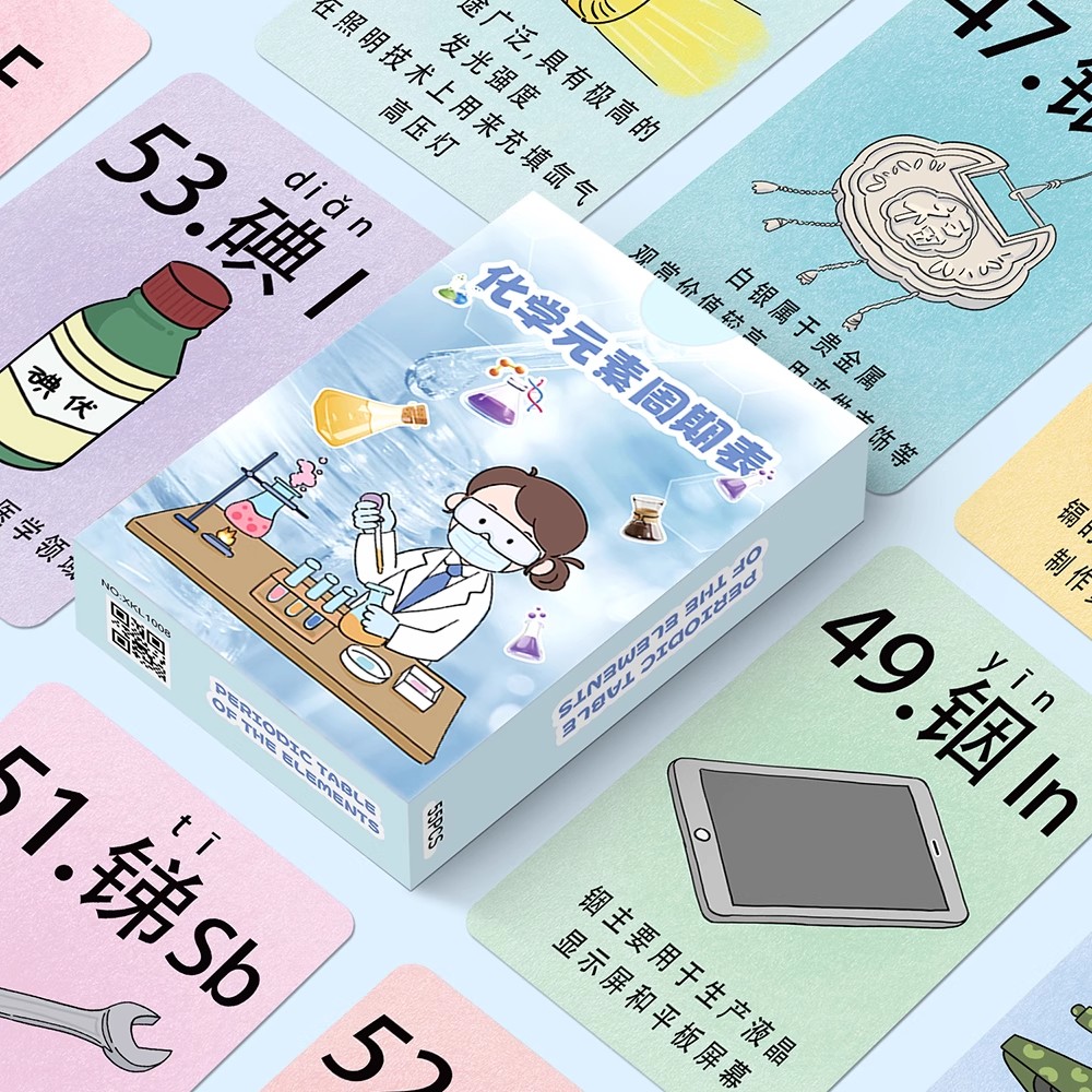 化学元素周期表55张小卡速记手册