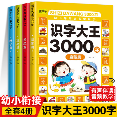 识字书幼儿认字识字大王3000字学前识字造句书启蒙识字认字卡片3000字幼儿园认字神器儿童宝宝看图学字全套启蒙早教书绘本有声伴读