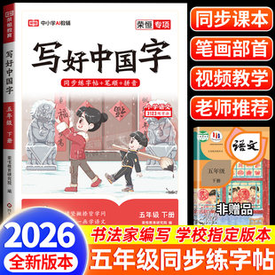 语文练字帖写好中国字同步人教版五年级上下册小学生专用练字帖每日一练笔画笔顺练习一课一练临摹练字拼音部首组词造句专项训练