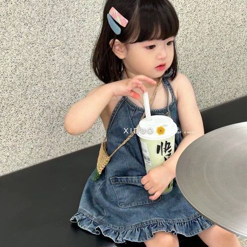 韩版童装女童牛仔连衣裙新款