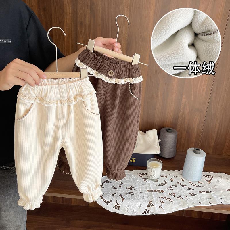 女童加绒裤子秋冬季新款