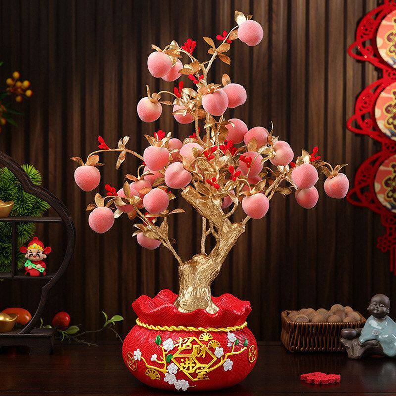 羊年装饰发财树摆件2027新款春节福桶新年喜庆布置过年高档装饰品