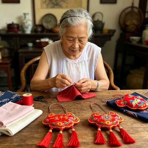 端午非遗虎头香包宝宝一生平安锁天然艾草驱蚊挂件 儿童随身挂饰