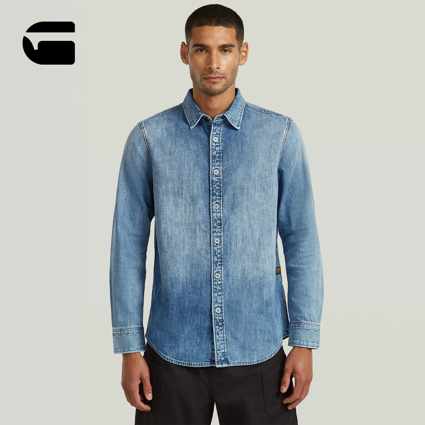 G-STAR翻领Clean男士26春季新品修身舒适长袖休闲百搭衬衫D27681,男装,牛仔衬衫,淘宝优惠券,粉丝福利购,淘宝优惠卷