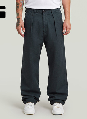 G-STAR RAW痞帅男士中腰褶裥高个子潮流美式宽松直筒休闲裤D26126