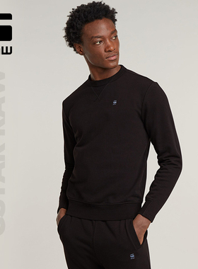 G-STAR RAW男士Nifous春秋潮流薄绒休闲黑色百搭长袖卫衣D25121