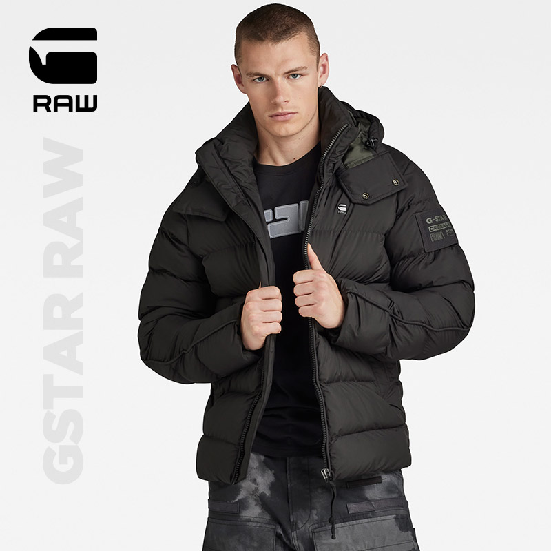 G-STAR RAW2023秋新G-WHISTLER连帽轻薄防泼水防风男士棉衣D20100