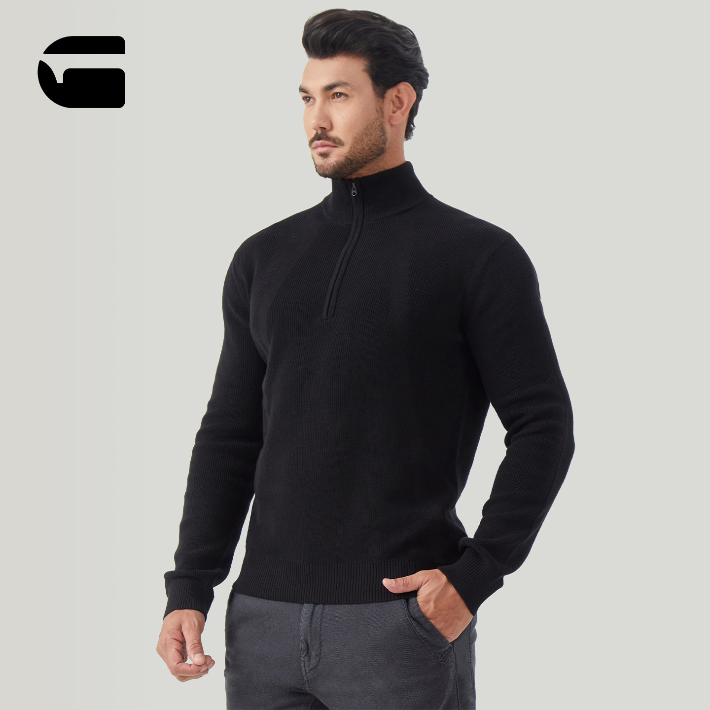 G-STAR男士立领针织衫