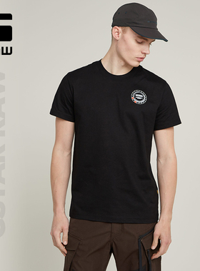 G-STAR RAW男士夏季简约黑色T恤舒适百搭套头短袖男款上衣D25972