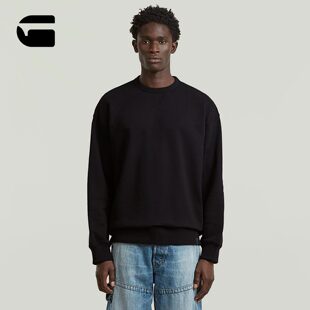 G-STAR厚款弹力GS-01宽松舒适圆领26春季新品黑色百搭卫衣D29327