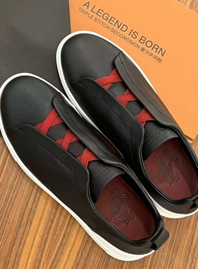 【马年限定款】GKD/杰尼家轻奢男鞋黑色头层牛皮流行潮流休闲板鞋