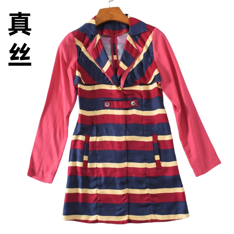 真丝桑蚕丝斜纹绸中长款上衣衬衫