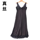 真丝桑蚕丝纯色黑色连衣裙长裙小黑裙夏装