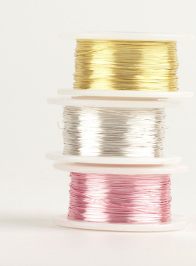 镀银保色铜线含尼龙层14K金银铜色手工铜丝线绕线巴洛克串珠发簪