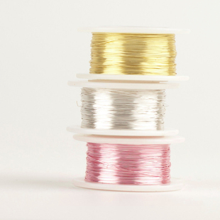 镀银保色铜线含尼龙层14K金银铜色手工铜丝线绕线巴洛克串珠发簪