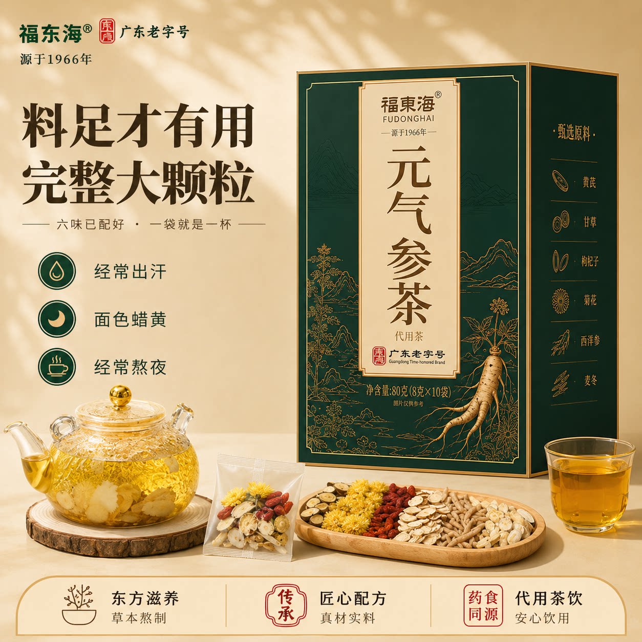 福东海元气参茶正品中药材6味图片