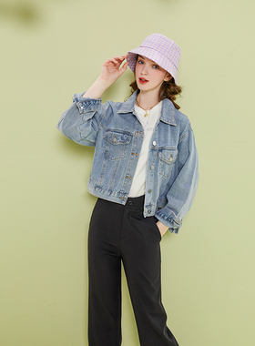 zk lin春秋冬牛仔外套高腰短款设计感小个子上衣服2025新款潮ins